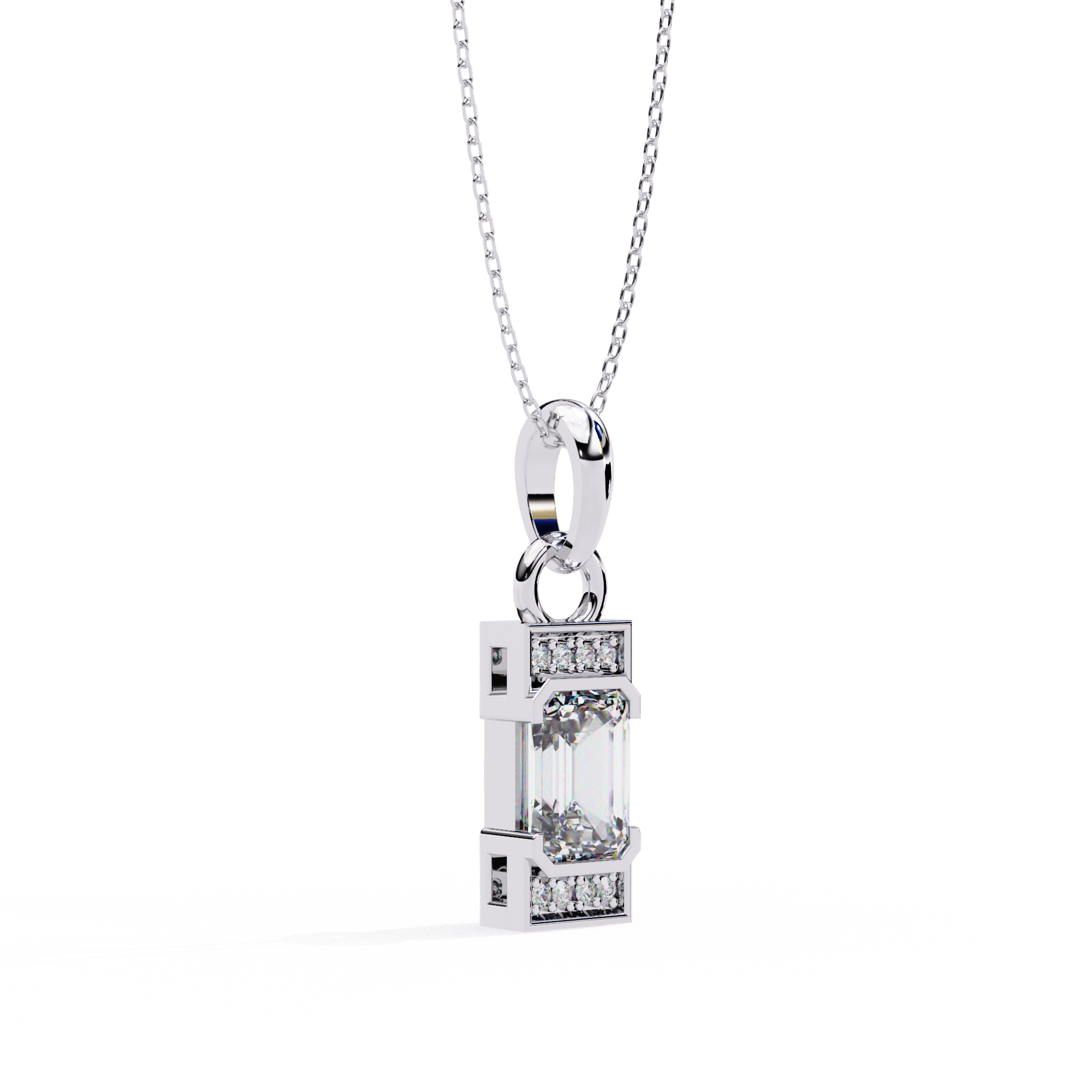 Solitairekart 1.05ct Natural Diamond Elevate Emerald Pendant-H Color, VS1 Clarity